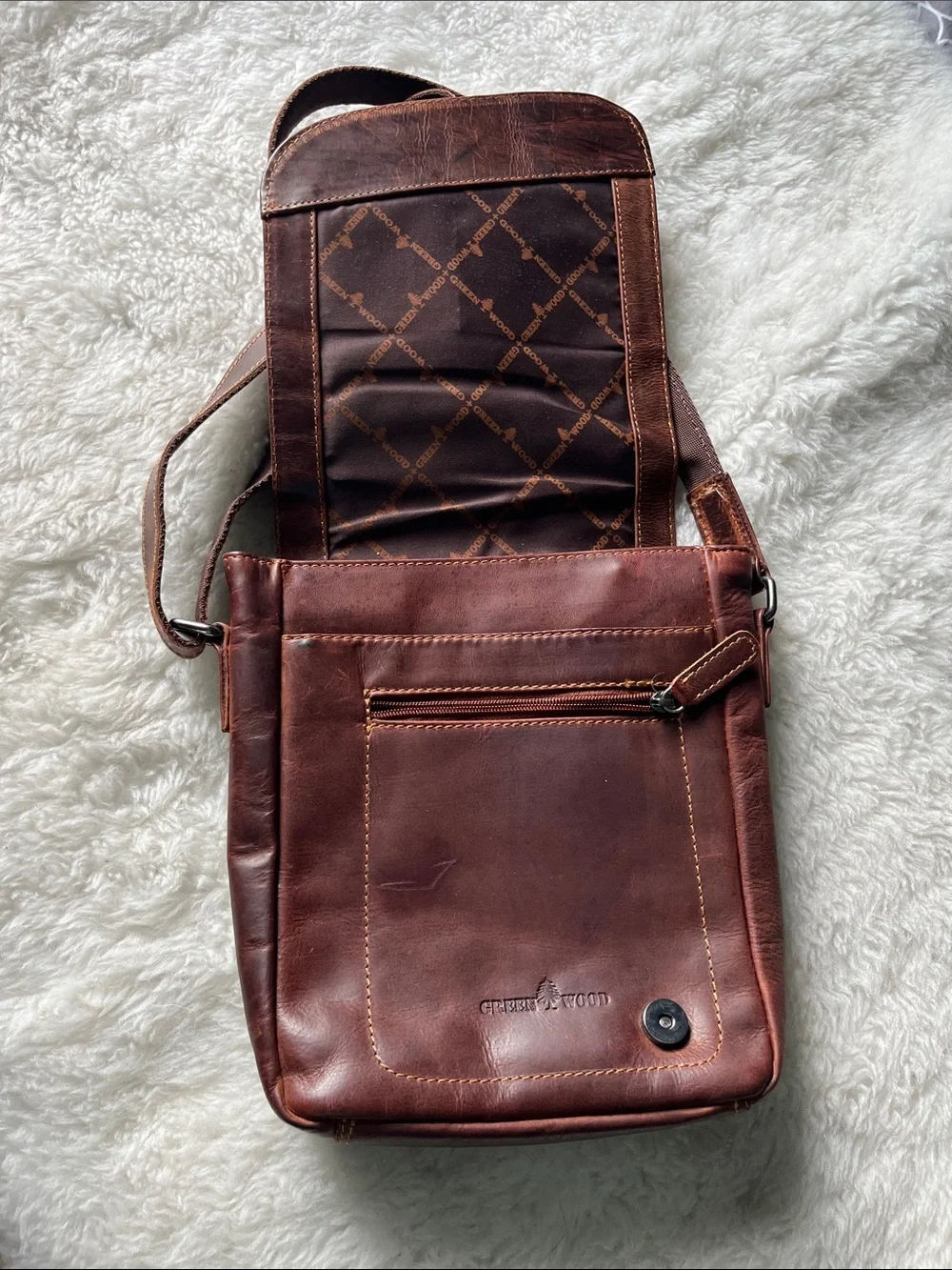 Greenwood Kingston sandal brown leather mini messenger shoulder crossbody bag